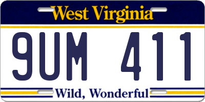 WV license plate 9UM411