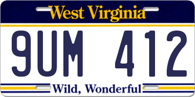 WV license plate 9UM412