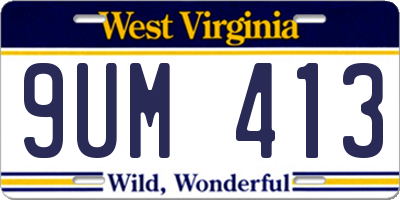 WV license plate 9UM413