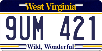 WV license plate 9UM421