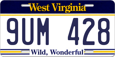 WV license plate 9UM428
