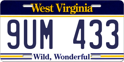 WV license plate 9UM433