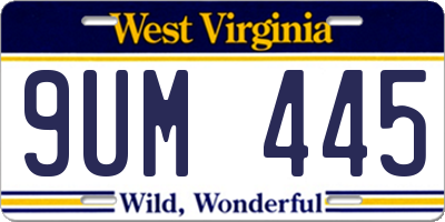 WV license plate 9UM445