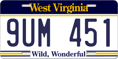 WV license plate 9UM451