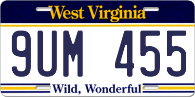 WV license plate 9UM455