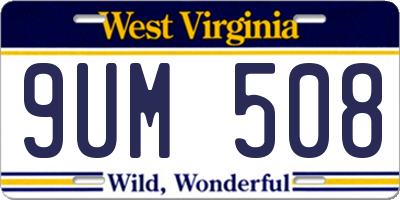 WV license plate 9UM508