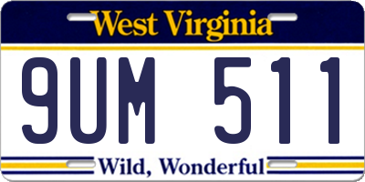 WV license plate 9UM511