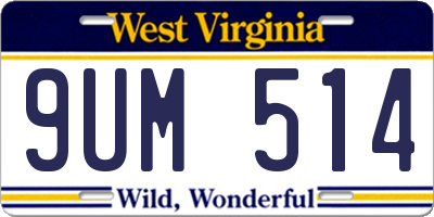 WV license plate 9UM514
