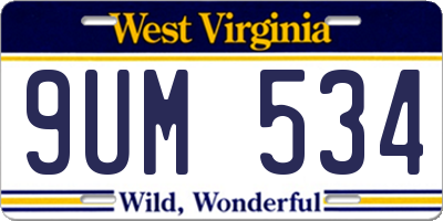 WV license plate 9UM534