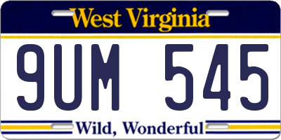 WV license plate 9UM545