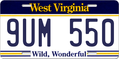 WV license plate 9UM550