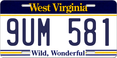 WV license plate 9UM581