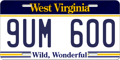 WV license plate 9UM600