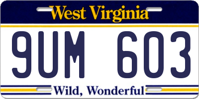 WV license plate 9UM603