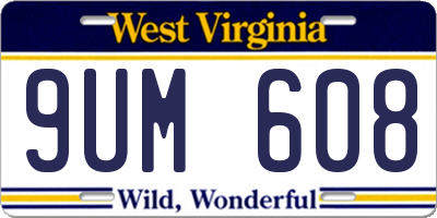 WV license plate 9UM608