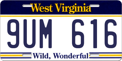 WV license plate 9UM616