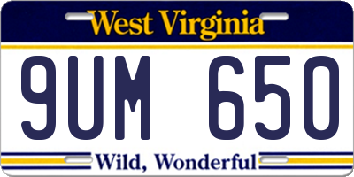 WV license plate 9UM650