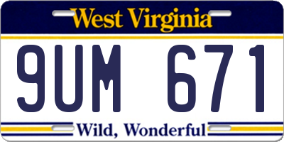 WV license plate 9UM671