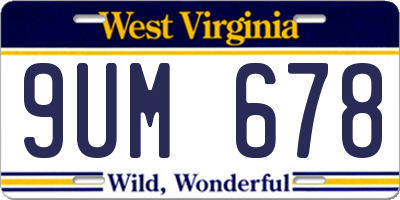WV license plate 9UM678