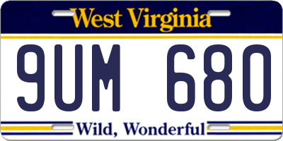 WV license plate 9UM680
