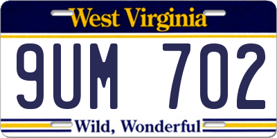 WV license plate 9UM702