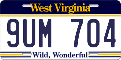 WV license plate 9UM704