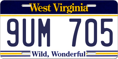 WV license plate 9UM705