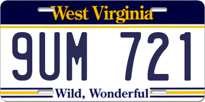 WV license plate 9UM721