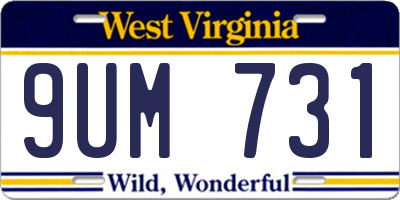 WV license plate 9UM731