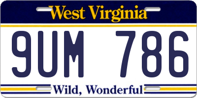 WV license plate 9UM786