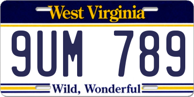 WV license plate 9UM789