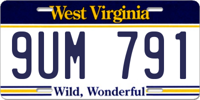 WV license plate 9UM791