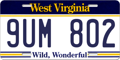 WV license plate 9UM802