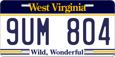 WV license plate 9UM804