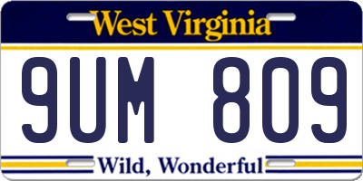 WV license plate 9UM809