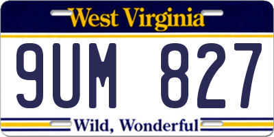 WV license plate 9UM827