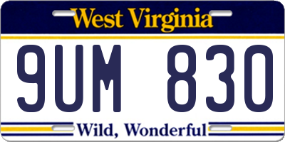 WV license plate 9UM830