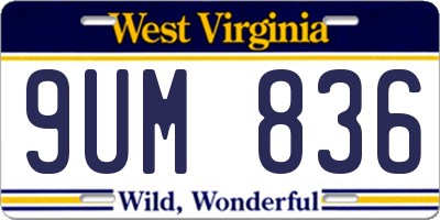 WV license plate 9UM836