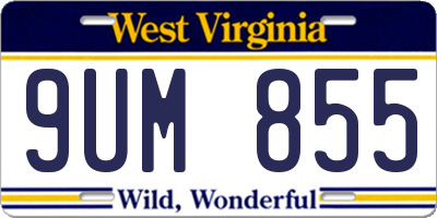 WV license plate 9UM855