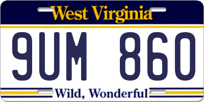 WV license plate 9UM860