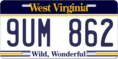 WV license plate 9UM862