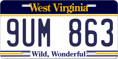WV license plate 9UM863