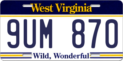 WV license plate 9UM870