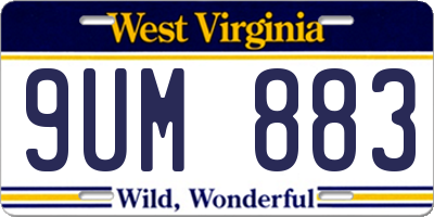 WV license plate 9UM883