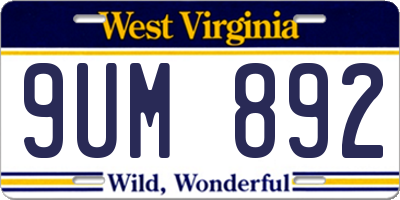 WV license plate 9UM892