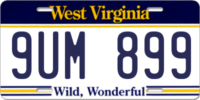 WV license plate 9UM899