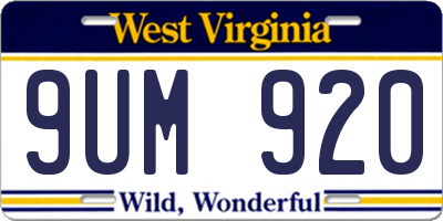WV license plate 9UM920