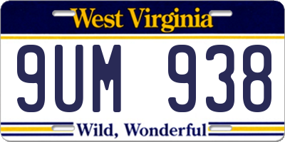WV license plate 9UM938