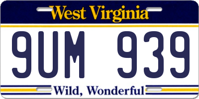 WV license plate 9UM939