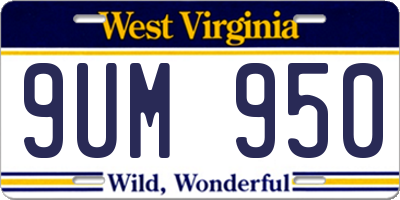 WV license plate 9UM950